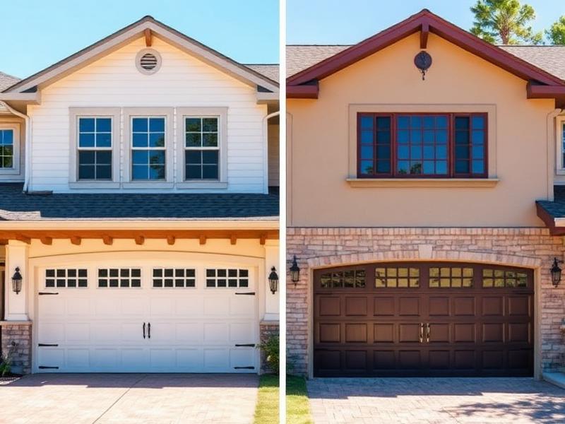 Comparison of different garage door styles side by side showing craftsman and modern designs